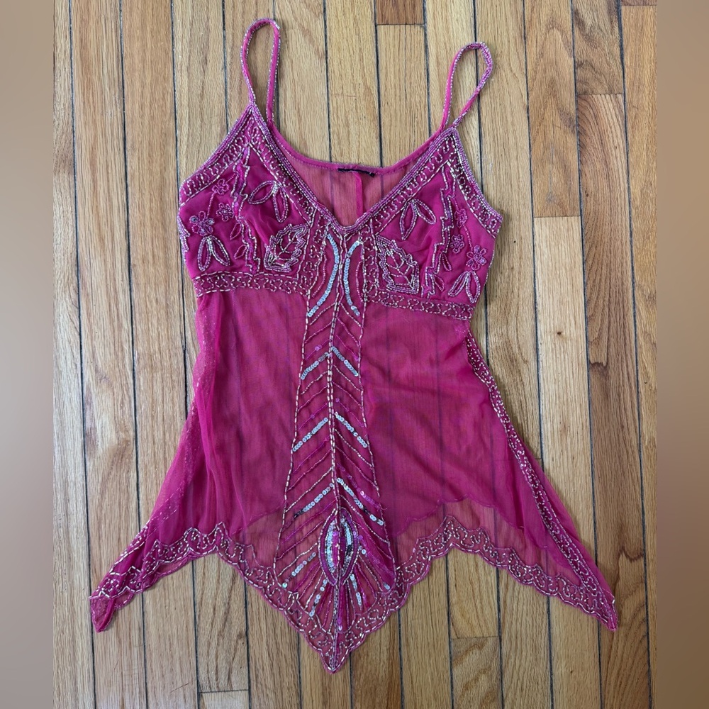 Embellished Pink Sheer Chemise